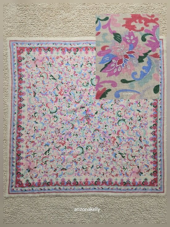 Accessories - NWOT Wool Square Scarf from Japan Pastels With Silver Detailing
